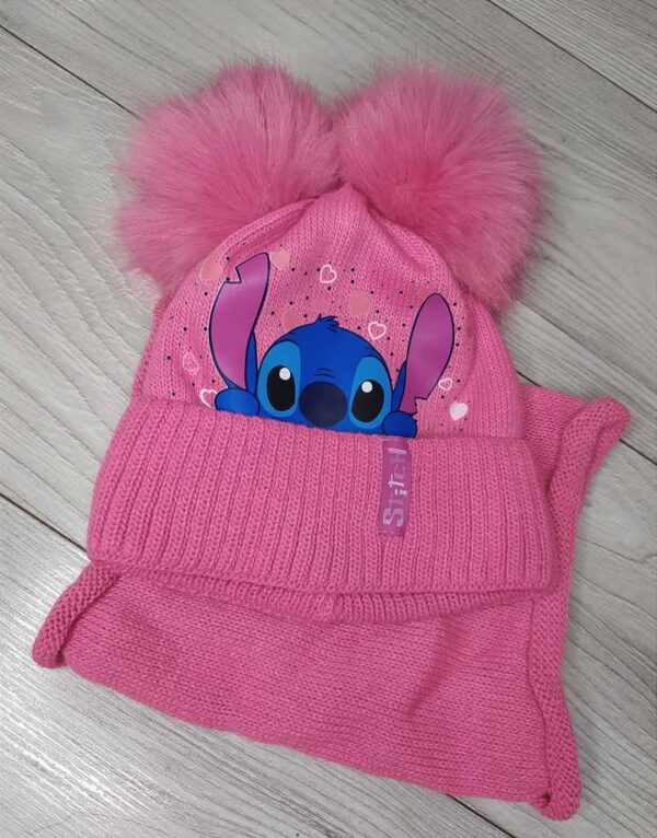Ocieplany komplet dla dziewczynki Stitch Czapka + Komin