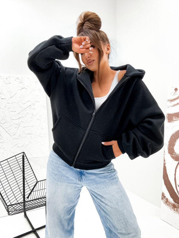 BLUZA Z KAPTUREM OVERSIZE - CZARNA